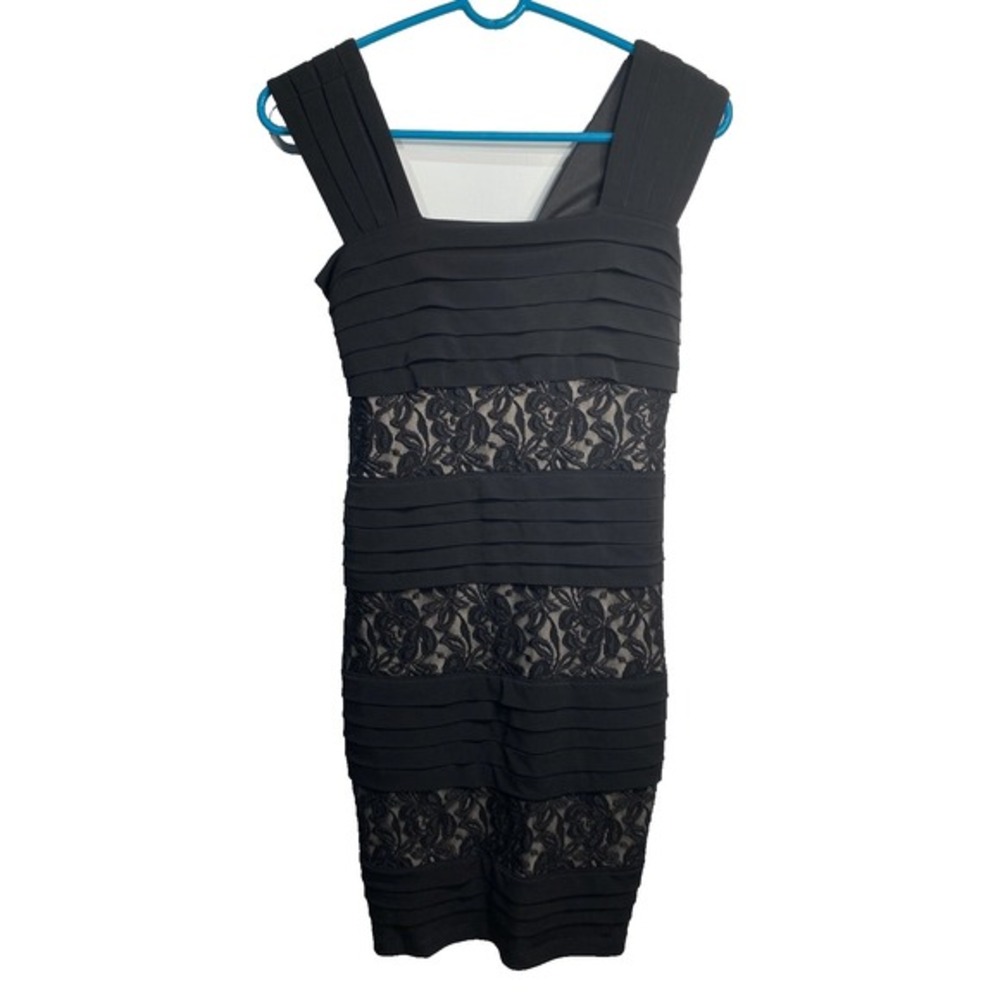 saint tropez womens dress size‎ 8 tank top sleeveless black ruffle rose lace